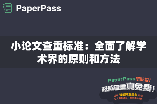 小论文查重标准：全面了解学术界的原则和方法