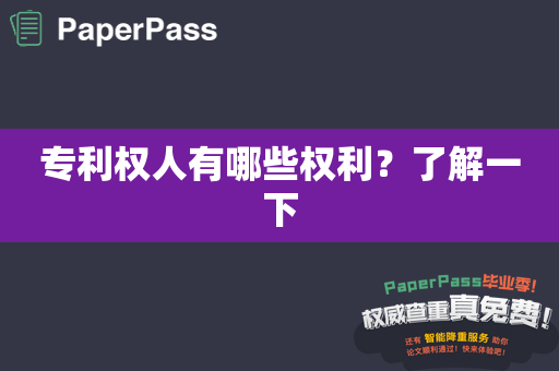 专利权人有哪些权利？了解一下