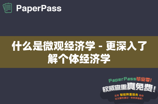 什么是微观经济学 - 更深入了解个体经济学