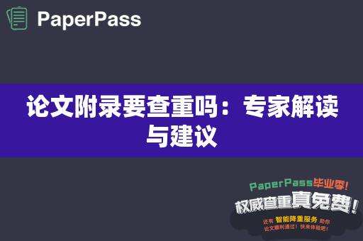 论文附录要查重吗：专家解读与建议