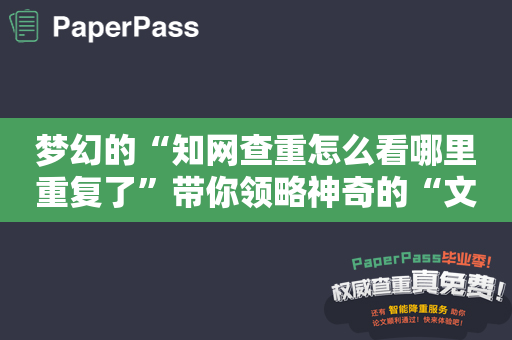 梦幻的“知网查重怎么看哪里重复了”带你领略神奇的“文献查重”的世界