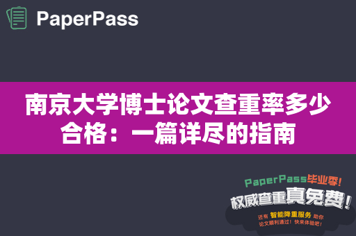 南京大学博士论文查重率多少合格：一篇详尽的指南